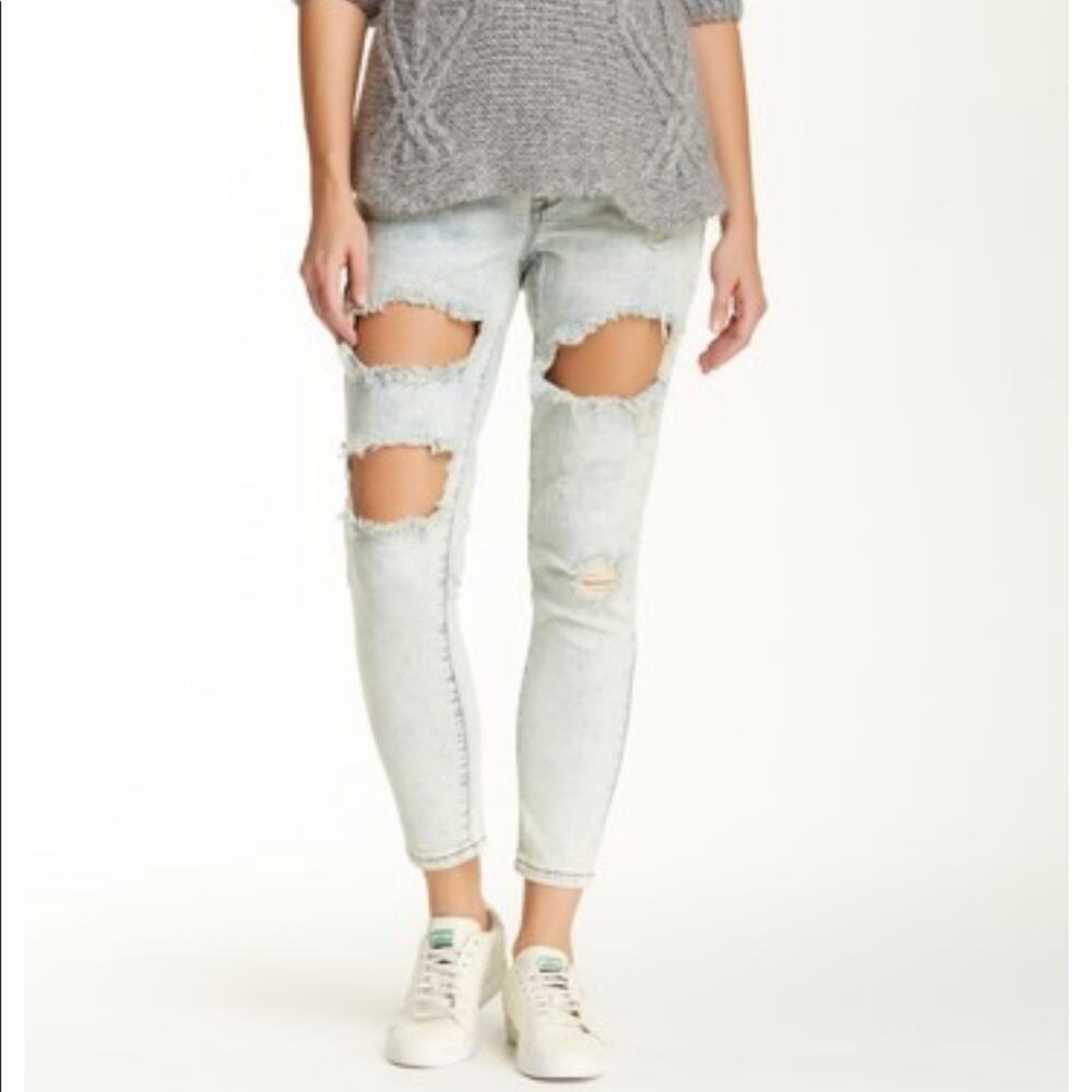 Pistola Arizona Relaxed Distressed Jeans Light Wash Ripped Size 25